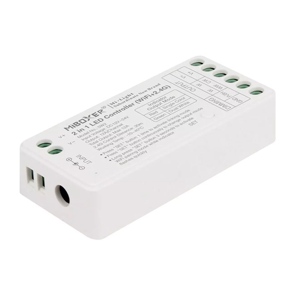 Kontroler taśm LED 2w1 MONO/CCT WIFI 12A 
