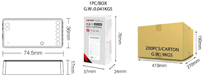 Kontroler taśm LED 2w1 MONO/CCT WIFI 12A 