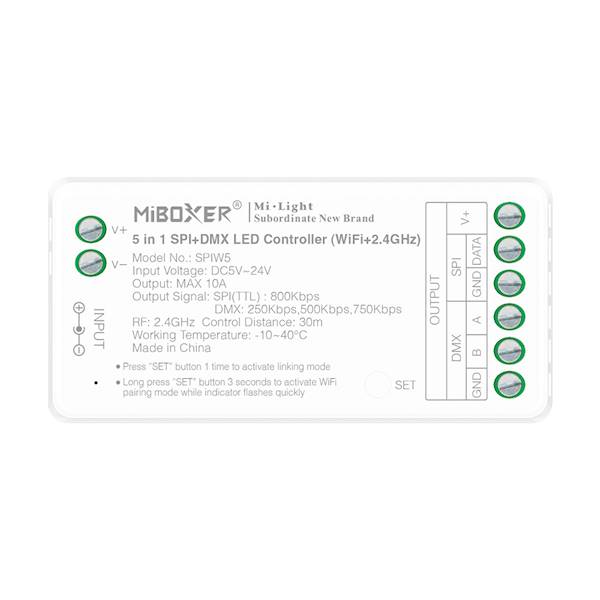 Kontroler 5w1 LED SPI/DMX 5-24VDC 10A WIFI