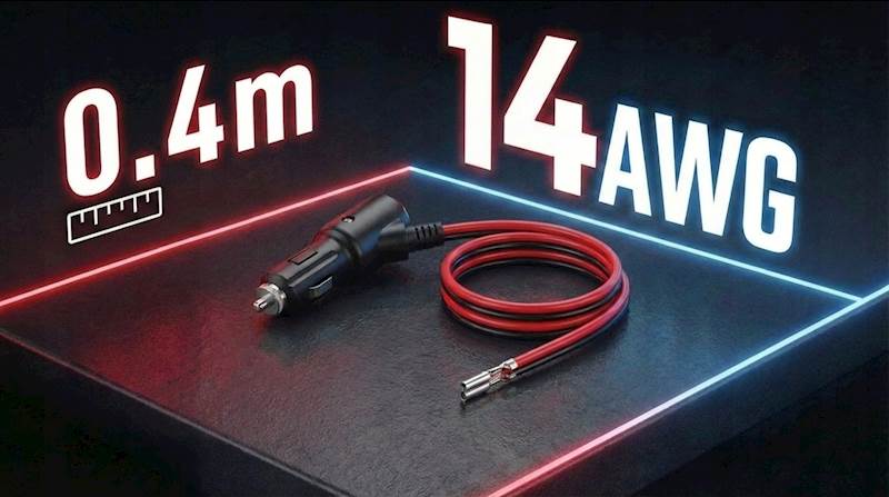 Wtyk zapalniczki samochodowej 12V 24V 14AWG 40cm ON OFF Sparky Powercore 480W