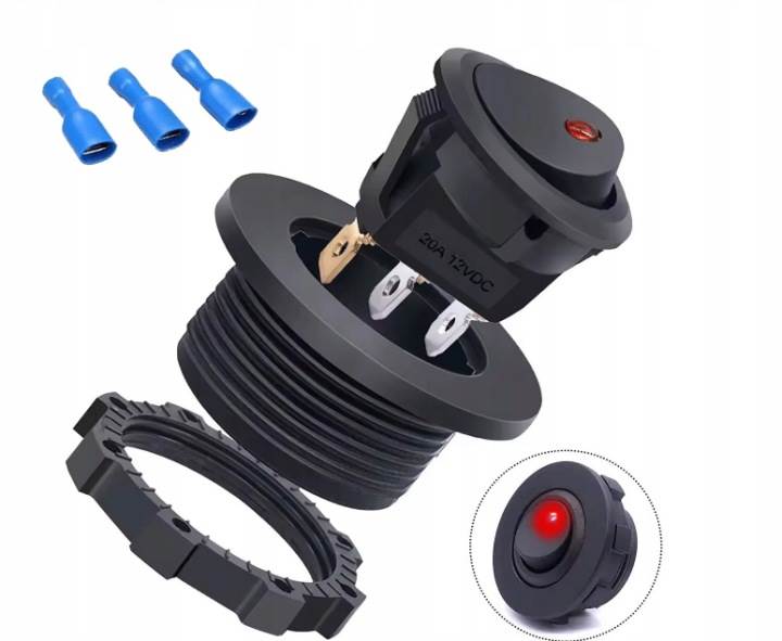 Przełącznik Kołyskowy 12V 20A LED Czerwony Wodoodporny ON/OFF 3-PIN