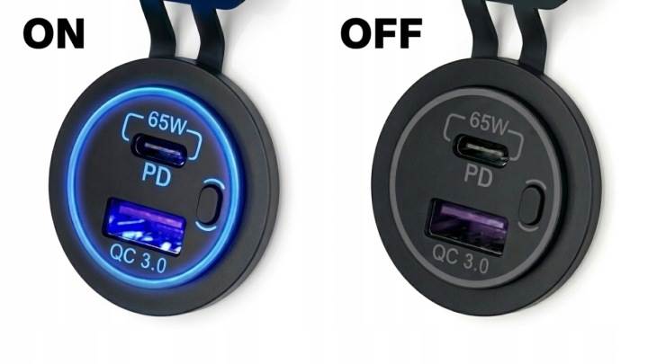 Gniazdo samochodowe ładowarka USB QC 3.0 PD 65W do LAPTOPA 12V 24V