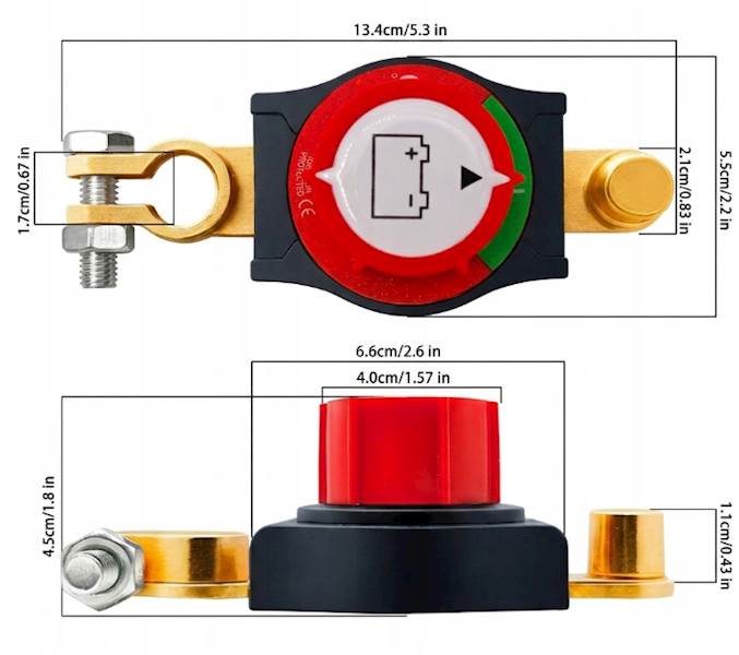 HEBEL Wyłącznik Akumulatora 12V/24V NA Klema 300A Mocny Kamper Łódź Solary