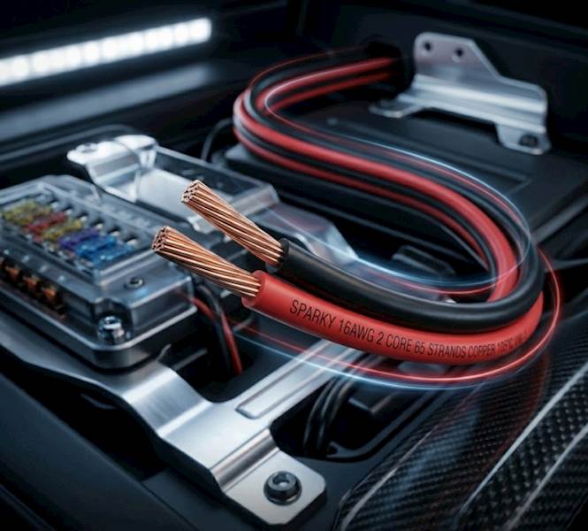 Kabel miedziany dwużyłowy czarno czerwony 16 AWG OFC
