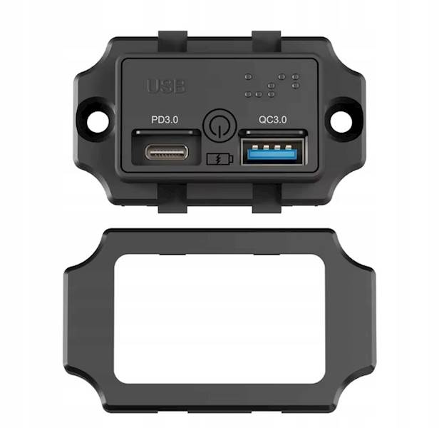 Ładowarka USB PD3.0 QC3.0 montażowa 12V 24V IP55 LED ON OFF Dotyk