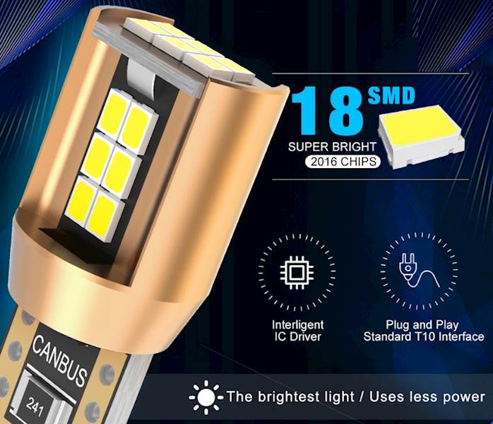 Mocna zarowka LED W5W T10 CANBUS 12V CARZE4 CU ALU Postojowe wnetrze tablica 1 szt.