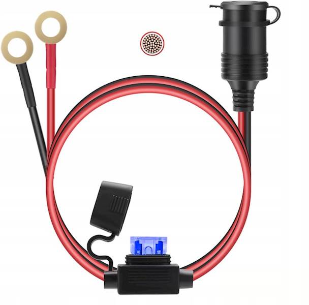 Gniazdo samochodowe z bezpiecznikiem 15A 1m. 16AWG oczka
