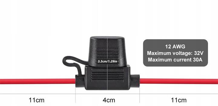 Gniazdo bezpiecznika samochodowego na przewód 19mm Standard 12AWG
