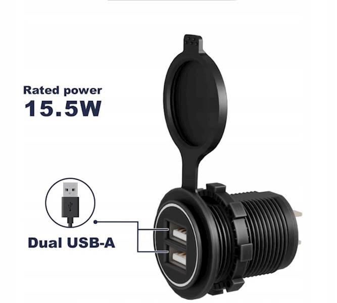 Ładowarka samochodowa montażowa USB 3,1 A