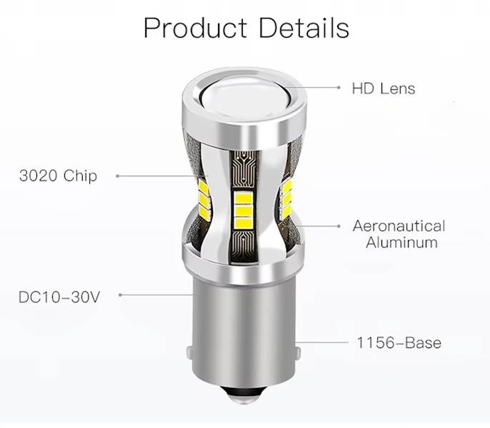 Żarowka LED P21W BA15S 12V 24V Cybersun W12 Cofania Wsteczny CANBUS 1 szt.