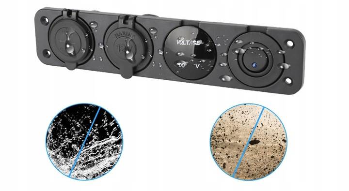 Dodatkowe gniazdo zapalniczki PANEL 4w1 Woltomierz Ładowarka 2 x USB ON/OFF + Kable