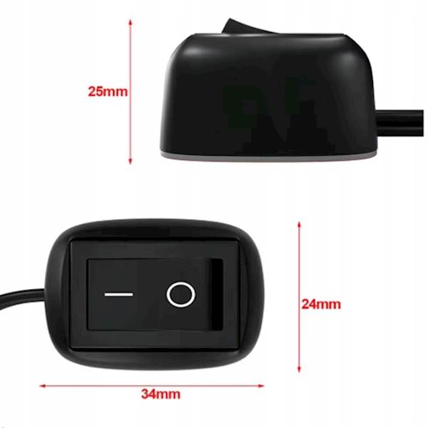 Przełącznik kołyskowy ON/ OFF na przewodzie 100 cm 12V 10A samoprzylepny