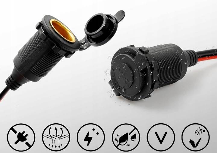 Gniazdo samochodowe z bezpiecznikiem Montażowe 3m. 15A 16 AWG