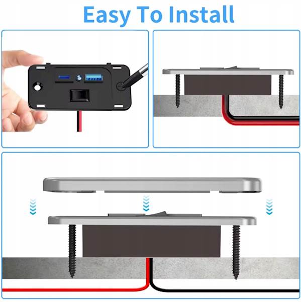 Sparky Ladowarka Montazowa 54W Srebrna | USB-C PD 36W + QC 3.0
