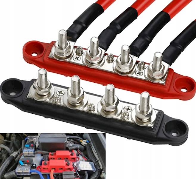 Szyna Zbiorcza BUSBAR Blok rozdzielczy zasilania 300A 12-48V M8 ZESTAW