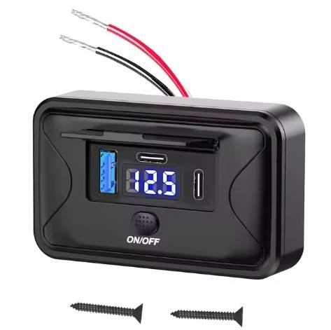 Gniazdo montażowe 2x PD QC 3.0 z klapką On/Off włącznik LED Wolotmierz