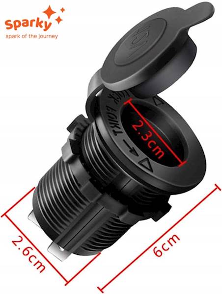 GNIAZDO ZAPALNICZKI SAMOCHODOWEJ montażowe hermetyczne 12V 24V LOCK LED