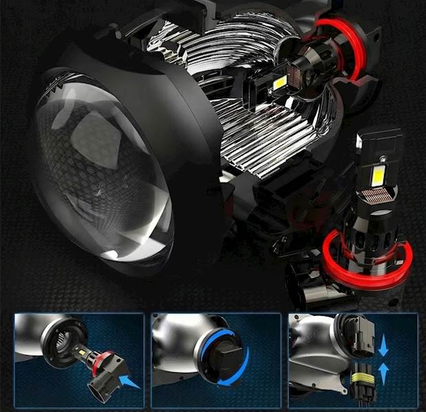 Mocne Zarowki LED H11 H8 H9 Z2S Nightlife 100W CANBUS 1-1 Sparky