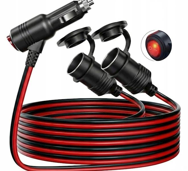 Rozdzielacz gniazda zapalniczki 12V 24V 14AWG 3.5m ON OFF Sparky Powercore 480W