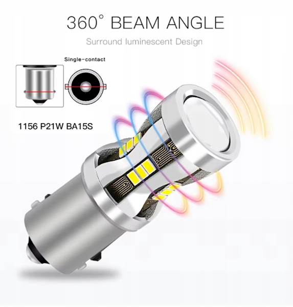 Żarowka LED P21W BA15S 12V 24V Cybersun W12 Cofania Wsteczny CANBUS 1 szt.