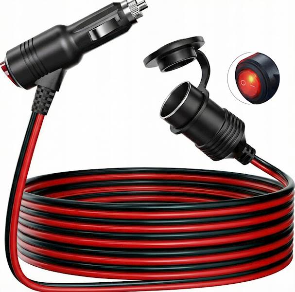 Przedłużacz gniazda zapalniczki 12V 24V 14AWG 4m ON OFF Sparky Powercore 480W