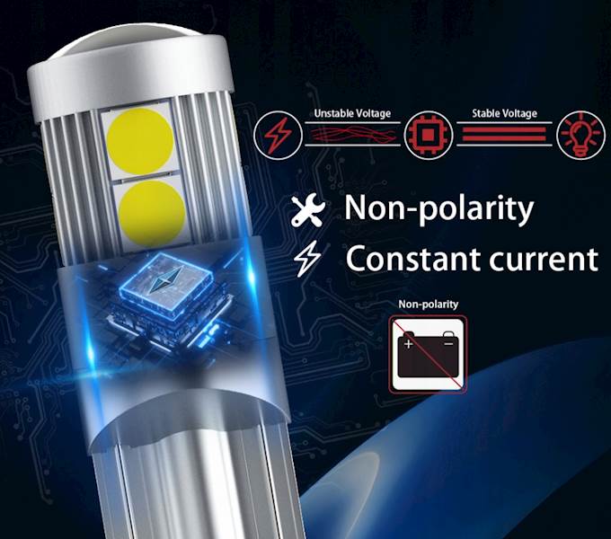 Mocna żarówka LED W5W T10 CANBUS 12V 18V CARZE3 Soczewka Postojowe 1 szt.