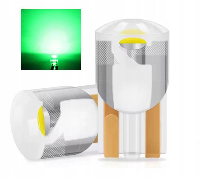 Zarowka LED W5W T10 12V CARZE104 Akryl zielona wnetrze tablica 1 szt.