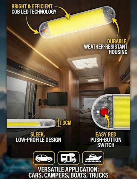2x LAMPKA Oświetlenie Kabiny LED 12V 24V BUS TIR WŁĄCZNIK MOCNA KAMPER 108