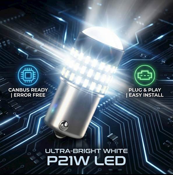 Żarówka LED P21W BA15S 12V 24V SUN W05 Cofania Dzienna CANBUS 1szt,