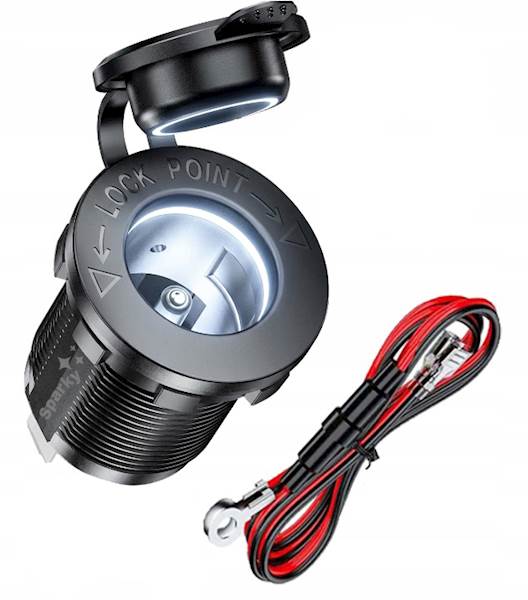 GNIAZDO ZAPALNICZKI SAMOCHODOWEJ montażowe hermetyczne 12V 24V LOCK LED