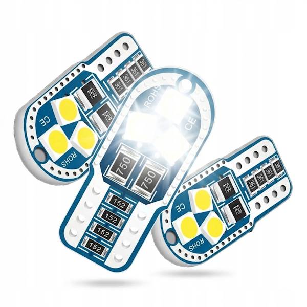 Żarówka LED W5W T10 12-18V CANBUS TABLICA WNĘTRZE 6000K BOK 6SMD CARZE7