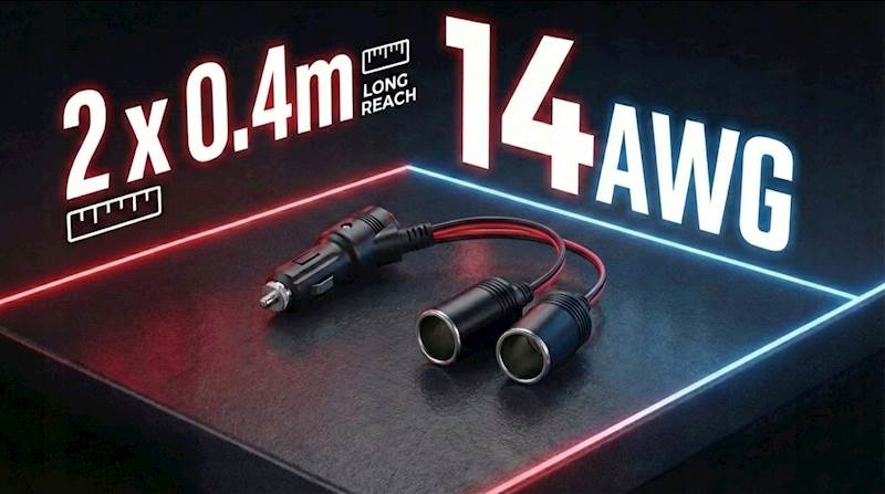 Rozdzielacz gniazda zapalniczki 12V 24V 14AWG 40cm ON OFF Sparky Powercore 480W