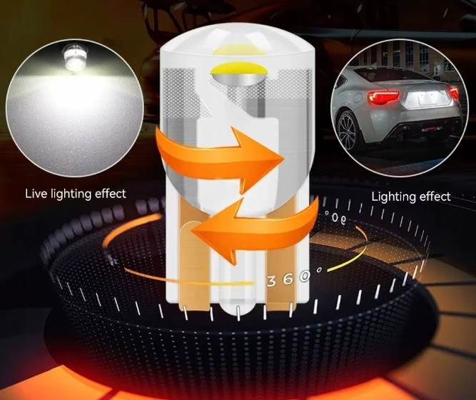 Zarowka LED W5W T10 12V CARZE101 Akryl wnetrze tablica 1 szt.