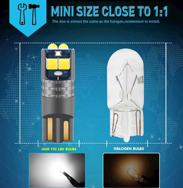 Mocna żarówka LED W5W T10 CANBUS 12V 6000K CARZE2 Postojowe wnętrze tablica 1 szt.
