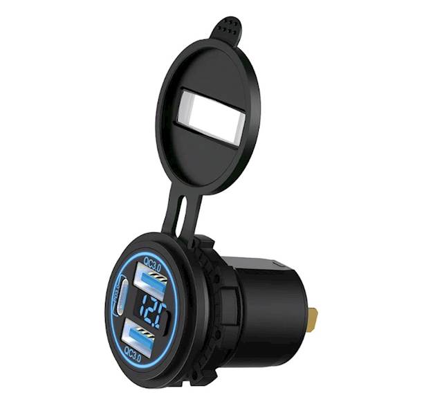 Sparky Ładowarka Montażowa 102W | 2x QC 3.0 36W + PD 30W | Woltomierz