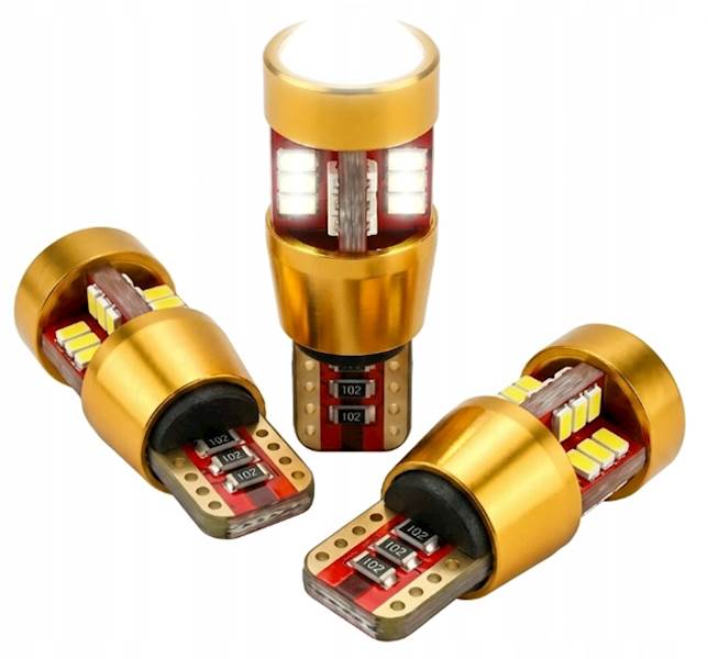 Żarówka LED W5W 05 CARZE 12-18V T10 W5W POSTOJOWA 3014 27SMD GOLD