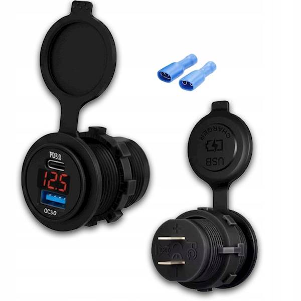 Sparky Ladowarka Montazowa 36W - USB-C PD + QC 3.0 - Woltomierz