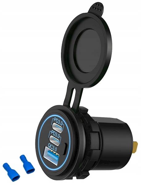 Gniazdo samochodowe montażowe Ładowarka USB C PD QC 3.0 100W 12\24V Sparky