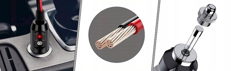 Wtyk do zapalniczki z konektorami 40 cm 16AWG