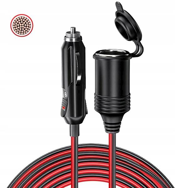 Kabel przedłużacz gniazda zapalniczki 3 m. MOC