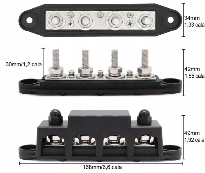 Szyna Zbiorcza BUSBAR Blok rozdzielczy zasilania 300A 12-48V M8 Sparky