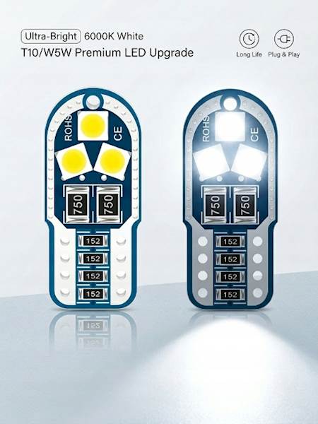 Żarówka LED W5W T10 12-18V CANBUS TABLICA WNĘTRZE 6000K BOK 6SMD CARZE7