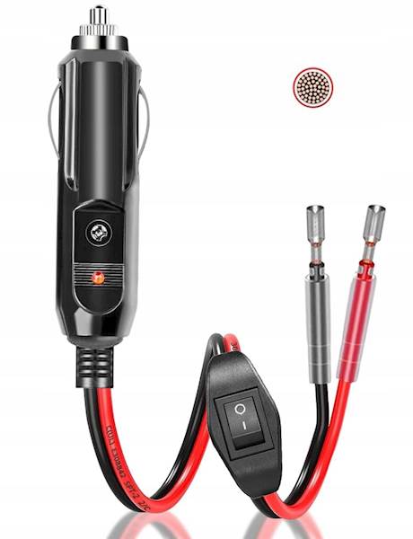 Wtyk do zapalniczki z włącznikiem 0,5 m. 16AWG
