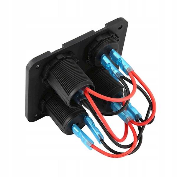 Dodatkowe gniazdo zapalniczki PANEL 4w1 Woltomierz Ładowarka 2 x USB ON/OFF + Kable