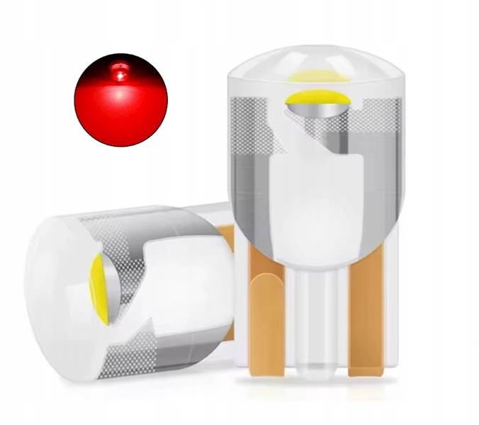 Zarowka LED W5W T10 12V CARZE103 Akryl czerwona wnetrze tablica 1 szt.