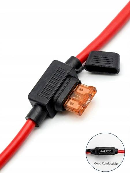 Gniazdo bezpiecznika samochodowego na przewód 19 mm Standard 10 AWG max 40A