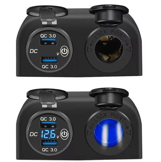 Sparky Panel Montazowy 12V 24V | Gniazdo Zapalniczki + 2x USB QC 3.0