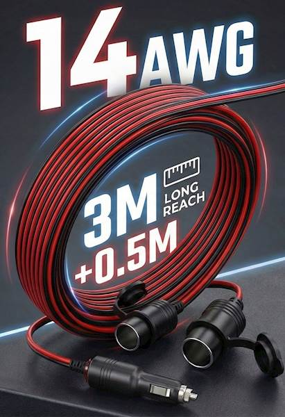 Rozdzielacz gniazda zapalniczki 12V 24V 14AWG 3.5m ON OFF Sparky Powercore 480W