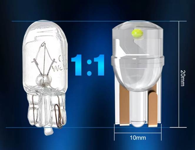 Zarowka LED W5W T10 12V CARZE103 Akryl czerwona wnetrze tablica 1 szt.