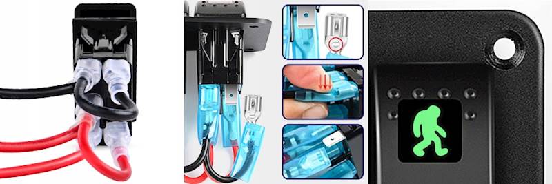 Panel przełącznikowy samochodowy podwójny + 2 USB 4,8 A niebieski + kable